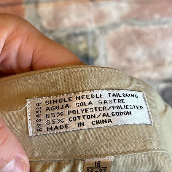 5 for $25🔥Large Giorgio-Belle Tan Long Sleeve Button Front Shirt Size 16- 36/37 - Picture 3 of 5